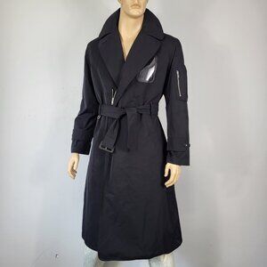 NWT~$875~RANDOM IDENTITIES~SZ M~BLACK BELTED MILITARY STYLE TRENCH COAT JACKET